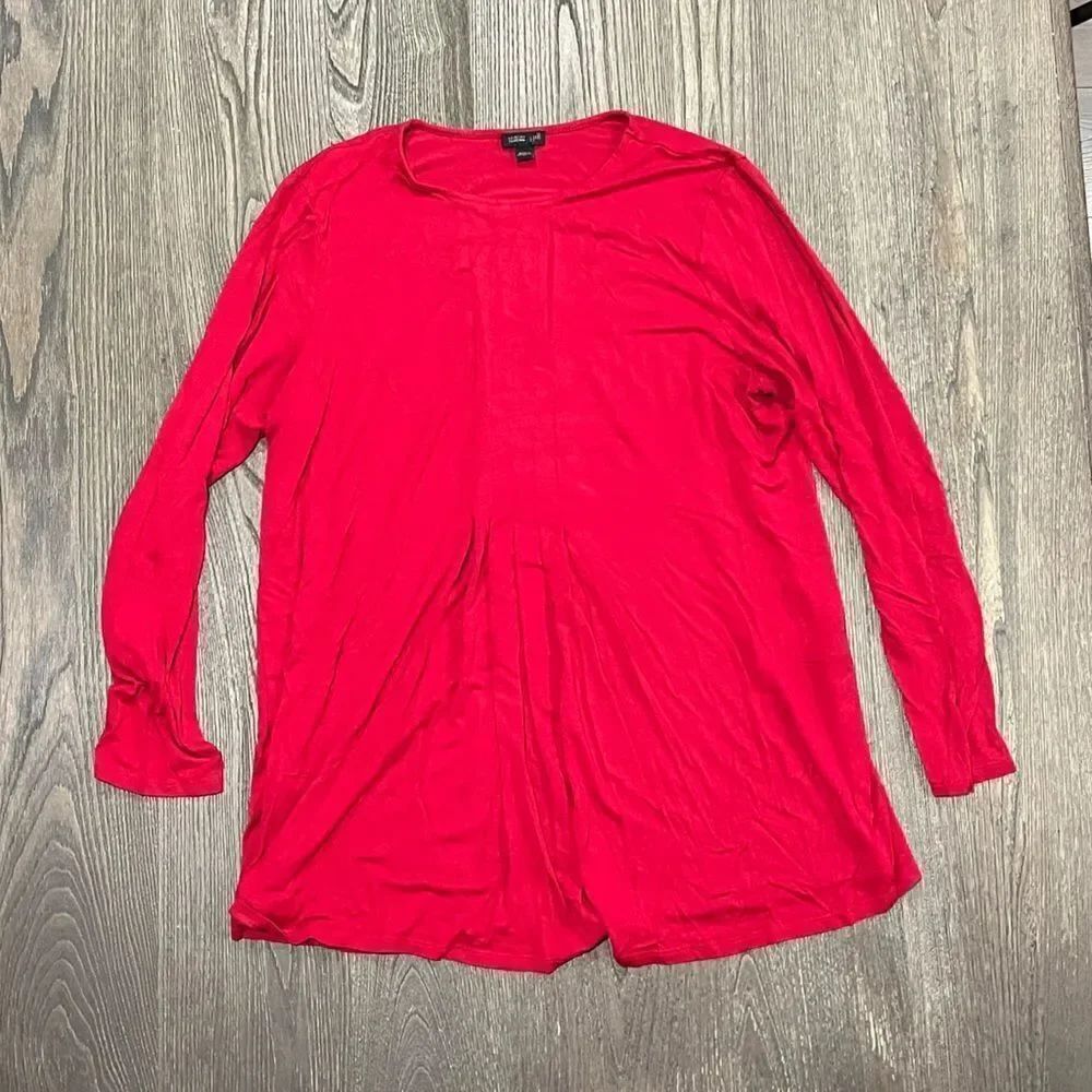 J.Jill Wear Ever Collection Top shirt Long Sleeves Round Neck Red Size L